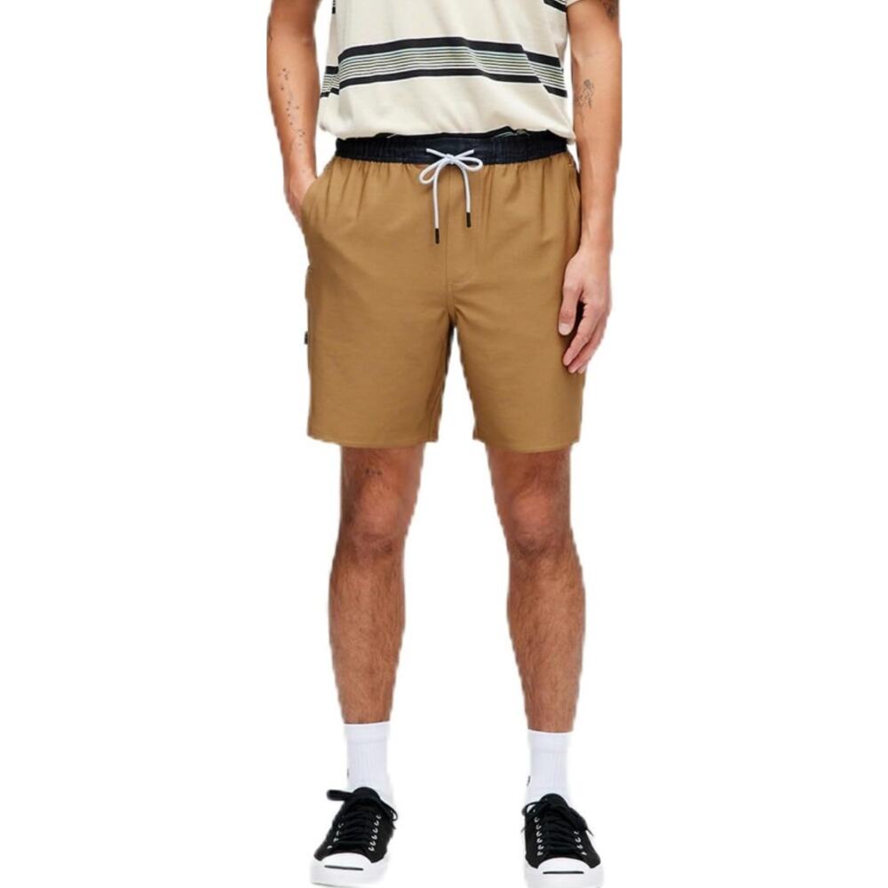 Stance FreshTek Athletic Shorts Mens Size L Brown Performance Drawstring Active
